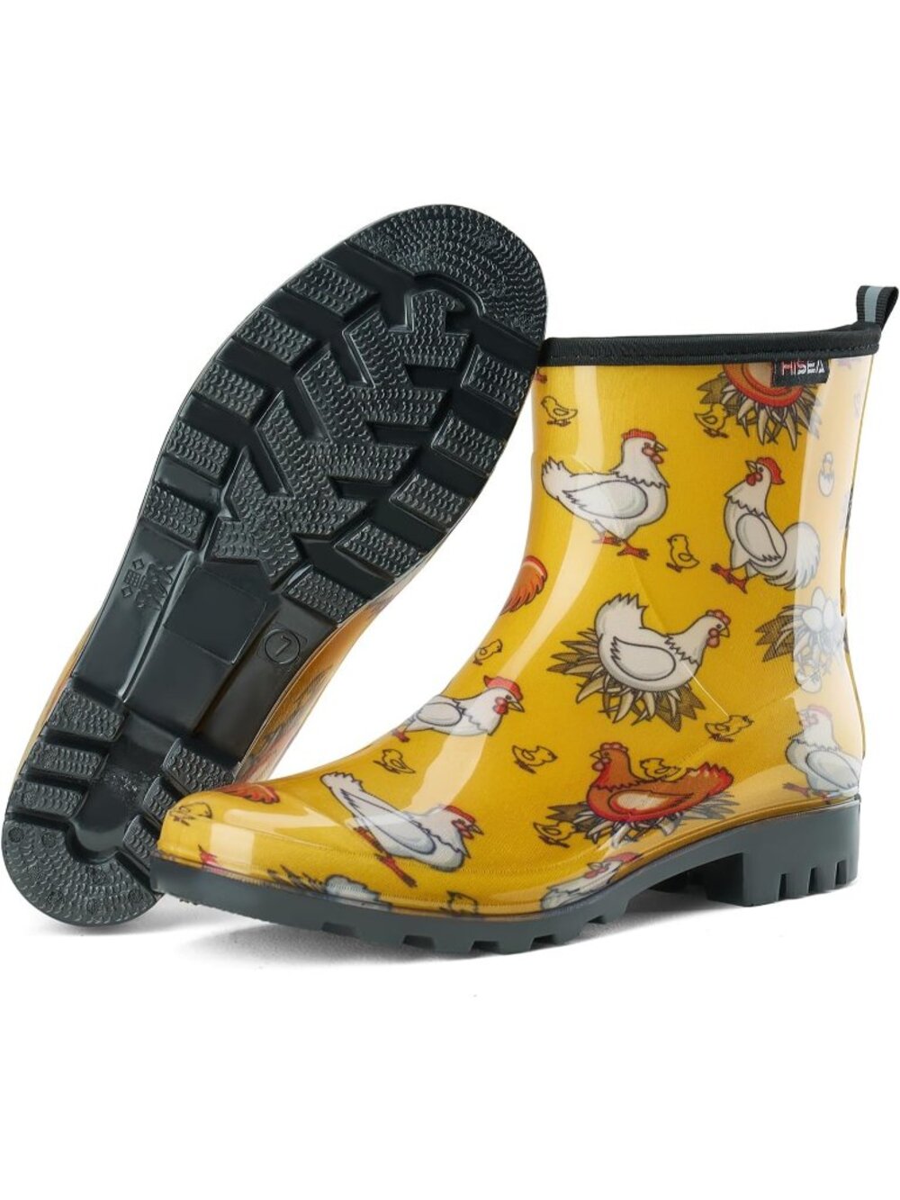 Women's Yellow Chicken Lightweight Ankle Garden Short Mud Waterproof Rain Boots
